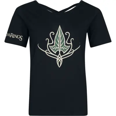 Sagan om Ringen T-shirt - Leaf of Lorien - M XL - för Dam - svart