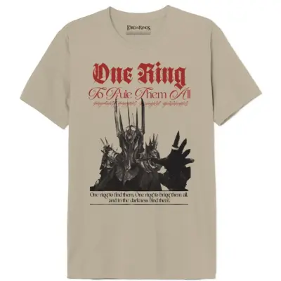 Sagan om Ringen T-shirt - Ring Rules Them All - S XXL - för Herr - sand